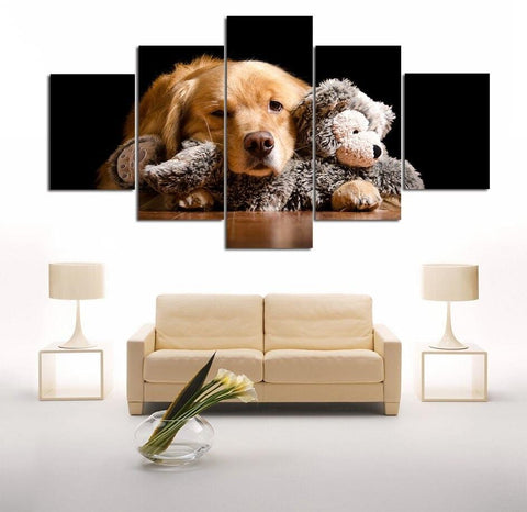 Image of Puppy and Teddy Bear