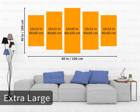 Image of Wall Ready Canvas Abstract Art ready to hang modern wall art multi panel 5 piece