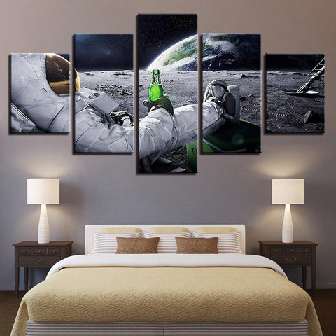 Image of Wall Ready Canvas Astronaut at Rest ready to hang modern wall art multi panel 5 piece