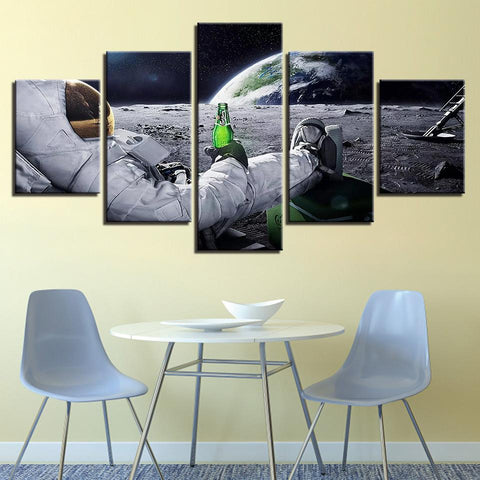 Image of Wall Ready Canvas Astronaut at Rest ready to hang modern wall art multi panel 5 piece