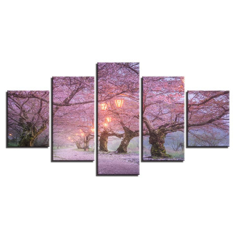 Image of Cherry Blossom Trees with Lights