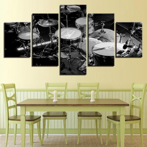 Image of Drum Set in Black and White