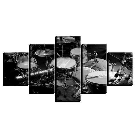 Image of Drum Set in Black and White