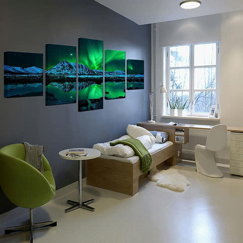 Image of Aurora Borealis and Mountains