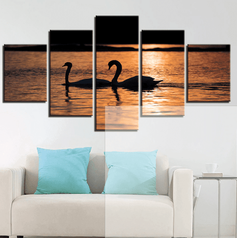 Image of Swan Lake at Sunset