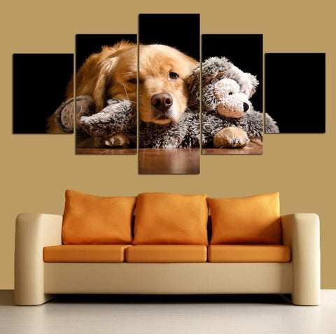 Image of Puppy and Teddy Bear