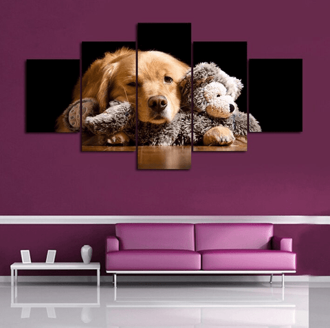 Image of Puppy and Teddy Bear