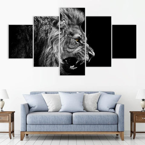 Image of Black and White Roaring Lion