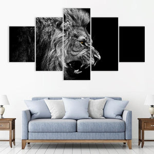 Black and White Roaring Lion