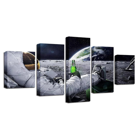 Image of Wall Ready Canvas Astronaut at Rest ready to hang modern wall art multi panel 5 piece