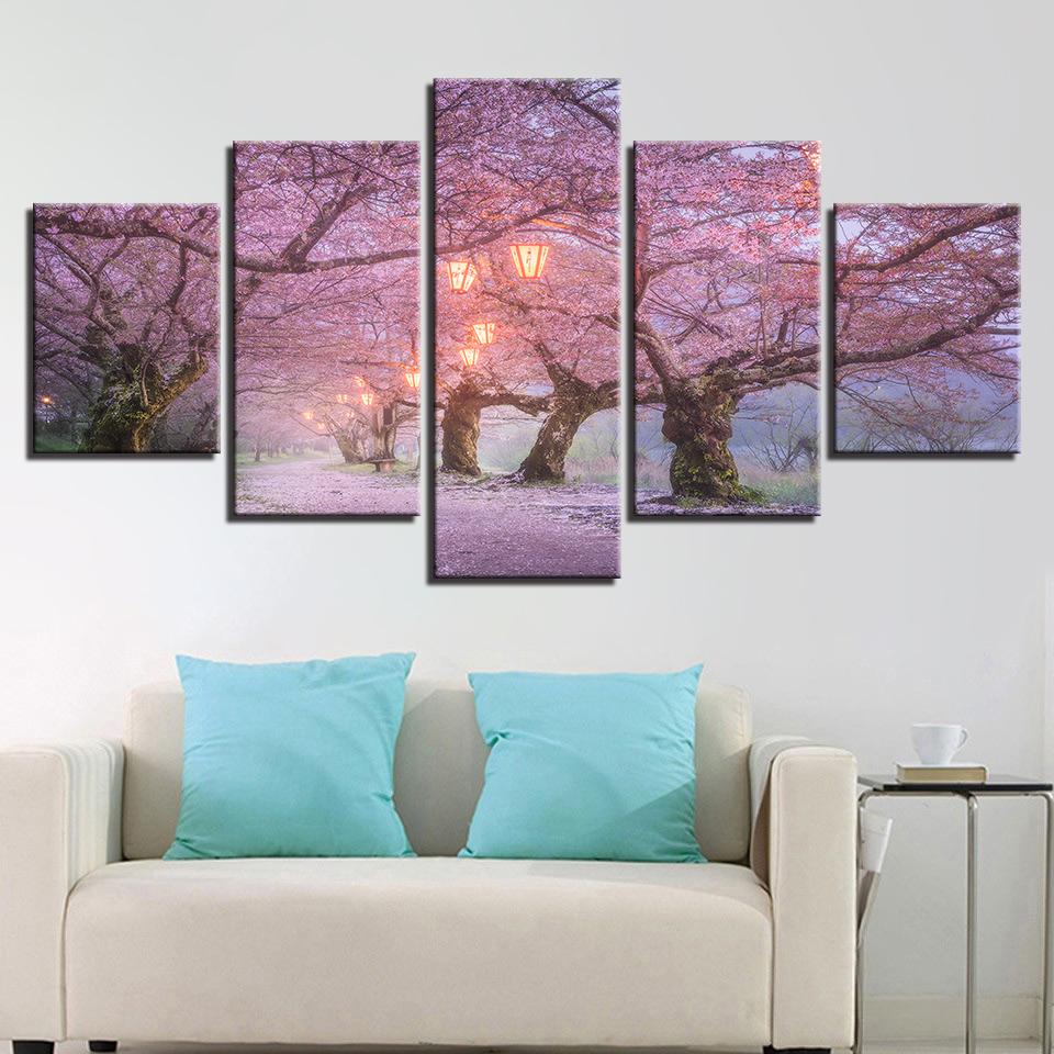 Cherry Blossom Trees with Lights
