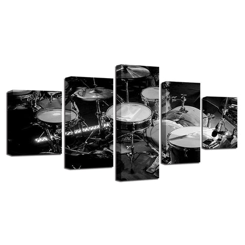 Drum Set in Black and White