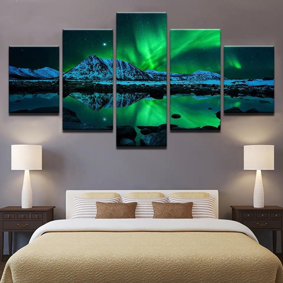 Aurora Borealis and Mountains