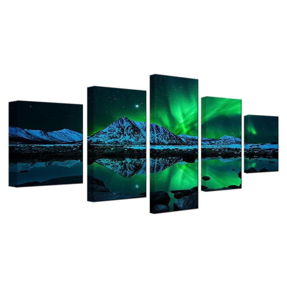 Aurora Borealis and Mountains