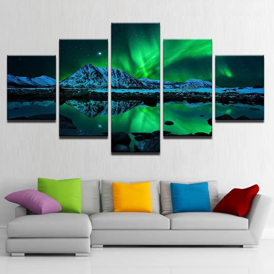 Aurora Borealis and Mountains