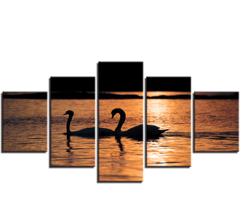 Image of Swan Lake at Sunset